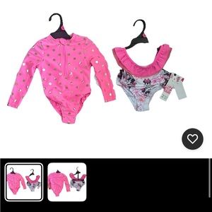Disney Minnie Mouse Pink Swimwear Set & pink long sleeve swim suit 18M